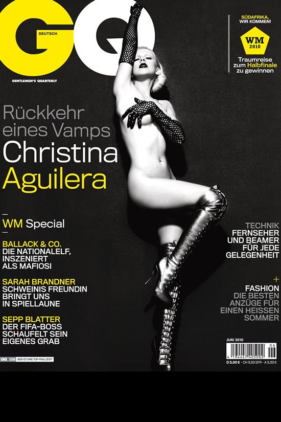 Alman GQ Haziran 2010 Sayısının Kapağını Çıplak Christina Aguilera Süslüyor